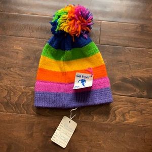 The mountain lid- never worn rainbow beanie